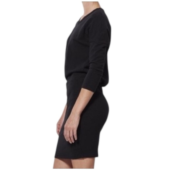 James Perse Crepe Jersey Dress Dolman Blouson 3/4 Sleeve Black Size Large NWT - Picture 11 of 14